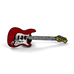 Pin de esmalte de guitarra, Broche de esmalte de aleación de instrumento musical para mujeres adolescentes, electroforesis negro, rojo, 49x16x10mm, pin: 1 mm