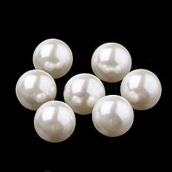 Perles d'imitation en plastique écologique, haut lustre, Grade a, aucun perles de trou, ronde, beige, 8mm