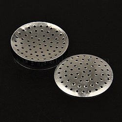 Accessoires de bague / broche tamis en aluminium, supports du disque perforé, platine, environ 28 mm de diamètre, épaisseur de 2mm, Trou: 1mm