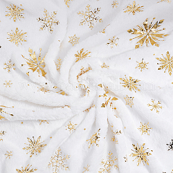 Benecreat 1.84x1 m weißer Samtstoff mit goldenem Schneeflockenmuster, Bling-Stoff für DIY-Handarbeit, Nähen, Geburtstagsparty-Zubehör, Partydekorationen, 0.8 mm dick