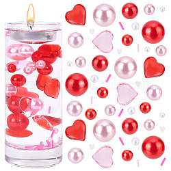 Benecreat rellenos de jarrones para el día de san valentín para velas flotantes de centro de mesa, incluyendo cuentas de corazón de acrílico de perlas de plástico, corazón y cabujones redondos de arcilla polimérica, rosa, 180 unidades / bolsa