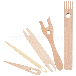 Набор инструментов для вязания из бука nbeads, включая деревянную вилку и иглу, деревесиные, 5 шт / пакет