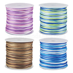 Pandahall 4 rollos 4 colores segmento teñido nylon cordón chino anudado, para la fabricación de la joya diy, color mezclado, 1mm, aproximamente 50 yardas / rodillo, 1 rollo / color