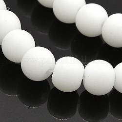 Handmade Frosted Lampwork Beads Strands, Round, White, 6mm, Hole: 1mm, about 50pcs/strand, 10.5 inch