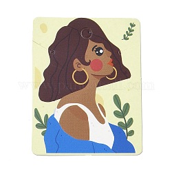 Rectangle Girl Print Paper Earring Necklace Display Card, Jewelry Display Card for Earring Necklace Storage, Royal Blue, 6.5x5x0.05cm, Hole: 5mm and 2.5mm