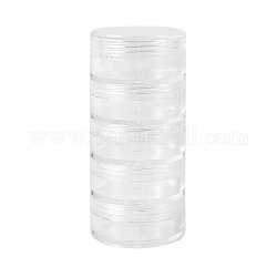 Bocaux empilables à visser en plastique à 5 niveau, avec 5 compartiments organisateur boîtes, pour bijoux perles petits accessoires, colonne, clair, 2.8x7 cm
