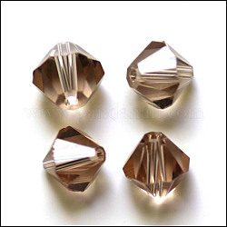 Imitation österreichischen Kristallperlen, Klasse aaa, facettiert, Doppelkegel, Kamel, 6x6 mm, Bohrung: 0.7~0.9 mm