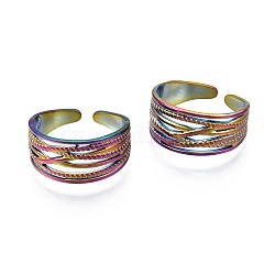 304 anello per polsino largo grosso in acciaio inossidabile, anello aperto da donna color arcobaleno, misura degli stati uniti 9 1/2 (19.3mm)