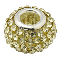 Harz Strass Perlen, mit silberner Farbe Messing-Doppelkerne, Klasse A, Rondell, Jonquille, 10x7 mm, Bohrung: 2.5 mm