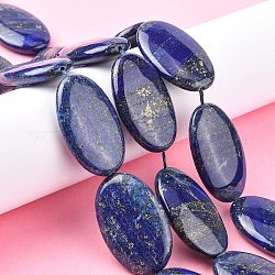 Chapelets de perles en lapis-lazuli naturel, Ovale Plat, 40~40.5x25x8~9mm, Trou: 1mm, Environ 10 pcs/chapelet, 15.75'' (40 cm)