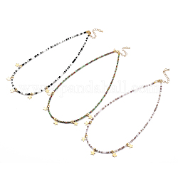 Sternanhänger Halsketten, mit Messingwürfelperlen, Glasperlen, 304 Edelstahlanhänger und Hummerkrallenverschlüsse, golden, Mischfarbe, 17.72 Zoll (45 cm)