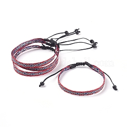 Unisex Adjustable Braided Bead Bracelets, with Glass Beads, Red, 2 inch~3 inch(5~7.7cm)