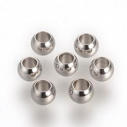 201 Edelstahl-Abstandhalter-Perlen, Rondell, Edelstahl Farbe, 4x3 mm, Bohrung: 2 mm