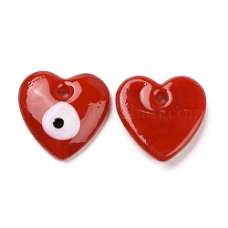 Fatti a mano malocchio ciondoli di vetro murano, cuore, rosso, 36x35x7.5mm, Foro: 3.5 mm