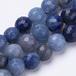 Окрашенные натуральные синие авантюрные бусины, граненые, круглые, 6 мм, отверстие : 1 мм, около 62 шт / нитка, 15.3 дюйм