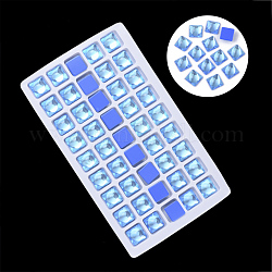 Cabochons en verre k9 transparent, dos plat, carrée, bleu royal, 10x10x5 mm, environ 45 PCs / sac