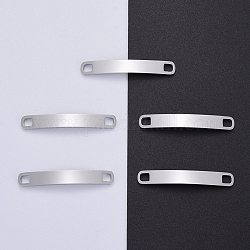 304 Stainless Steel Curve Bar Links Connectors, Manual Polishing, Blank Stamping Tags, Rectangle, Stainless Steel Color, 34x5x1.8mm, Hole: 3.2mm
