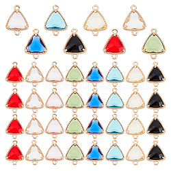 AHANDMAKER 32Pcs Glass Connector Charms, 8 Color Triangle Rhinestone Link Charms with Brass Findings, Transparent Glass Connector Pendants Beads for DIY Jewelry Bracelets Necklaces Keychain Making, 16x12mm