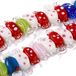 Handmade Lampwork Beads Strands, Candy, Colorful, 9~10.5x24~28x7~8mm, Hole: 1.5mm, about 35pcs/strand, 13.58 inch(34.5cm)