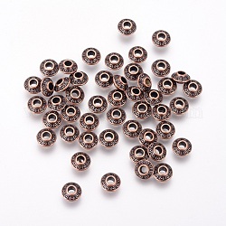 Séparateurs perles en alliage de style tibétain, Toupie, cuivre rouge, Sans cadmium & sans nickel & sans plomb, 6.5x6mm, Trou: 2mm
