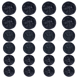 Gorgecraft 24 Stück 3-teilige 1-Loch-Ösenknöpfe aus Legierung, Textildesign, Elektrophorese schwarz, 18~23x9~10 mm, Bohrung: 2 mm, 8pcs / style