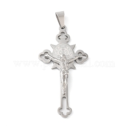 Gros pedentifs en 304 acier inoxydable, breloque croix crucifix, couleur inoxydable, 56x28x6mm, Trou: 8x5mm