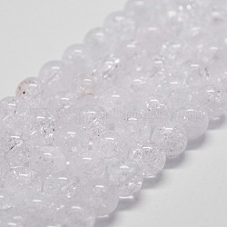 Crackle naturale perle di quarzo fili, tondo, 10mm, Foro: 1 mm, circa 40pcs/fili, 14.9 pollice~15.1 pollici