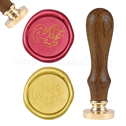 Scrapbook diy, timbro di sigillo di ottone e set di maniglie in legno, coniglio, oro, 8.9x2.5cm, francobolli: 25x14.5 mm