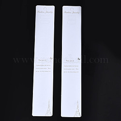 厚紙のアクセサリーディスプレイカード  ネックレス用  ジュエリーハングタグ  ワードファッションジュエリーと長方形  ホワイト  22x3.5x0.05cm