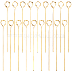 Beebeecraft 300Pcs/Box Open Eye Pins 18K Gold Plated Head Pins 25mm Jewelry Making Findings for Charm Beads DIY Making, Hole: 2mm