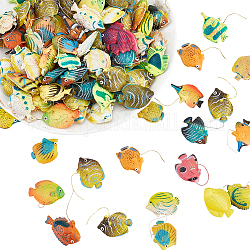 AHADERMAKER 100Pcs Plastic Toy, Floating Fish, Children Bathing Toys, Mixed Color, 17~23x24~36x6~11mm