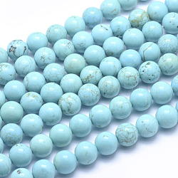Brins de perles de magnésite naturelle, teints et chauffée, ronde, 10mm, Trou: 1mm, Environ 40 pcs/chapelet, 15.7 pouce (40 cm)