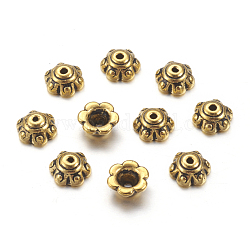 Tibetische Perlen Kappen & Kegel Perlen, Antik Golden, Bleifrei und cadmium frei, Blume, Größe: 7x3 mm, Bohrung: 1.5 mm