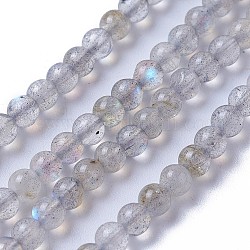 Natural Labradorite Beads Strands, Round, 4mm, Hole: 1mm, about 100~101pcs/strand, 14.9~15.3 inch(38~39cm)