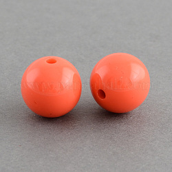 Chunky Bubblegum Round Acrylic Beads, Tomato, 8mm, Hole: 1.5mm, about 1700pcs/500g