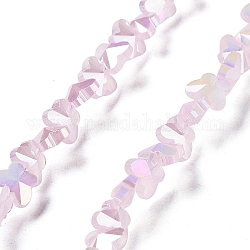 Fili di perle di vetro a farfalla elettrolitica, ab colore placcato, perla rosa, 8x10x5.5mm, Foro: 1.2 mm, circa 95pcs/filo, 29.13'' (74 cm)