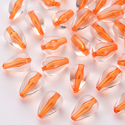 Transparent Acrylic Beads, Teardrop, Orange, 14.5x9.5mm, Hole: 1.6mm, about 600pcs/500g
