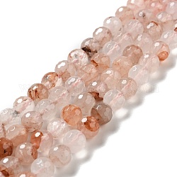 Natural Hematoid Quartz/Ferruginous Quartz Beads Strands, Faceted(128 Facets), Round, 8.5mm, Hole: 1mm, about 45pcs/strand, 14.96 inch(38cm)