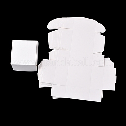 Kraftpapier Geschenkbox, Versandkartons, Faltschachteln, Viereck, weiß, 8x8x4 cm