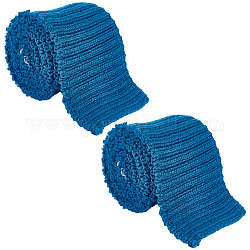 Tissu côtelé 95% coton et 5% fibres élastiques pour les poignets, bordures de col encolure, ourlet tricoté, tissu matelassé épais, bleu marine, 730~750x70~83x4mm