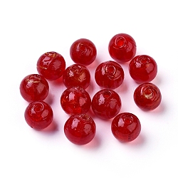 Manuell Silber Folie-Glas Perlen, Runde, rot, 9.5~10.5 mm, Bohrung: 1~2 mm