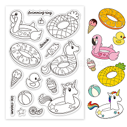 GLOBLELAND Summer Clear Stamps Animal Swimming Ring Silicone Clear Stamp Seals for Cards Making DIY Scrapbooking Photo Journal Album Decoration