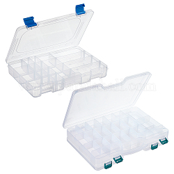 SUPERFINDINGS 2 Sets 2 Style Removable Rectangle PP Plastic Fishing Tackle Boxes, Outdoor Fishing Accessories, Clear, 1 set/style