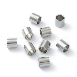 201 Edelstahl-Abstandhalter-Perlen, Tube, Edelstahl Farbe, 5x5 mm, Bohrung: 4 mm