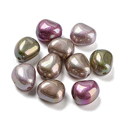 Spritzlackierte ABS-Kunststoffperlen, Nachahmung Perlen, Oval, gefärbt, ab Farbe plattiert, Mischfarbe, 16x13.5x10 mm, Bohrung: 2 mm