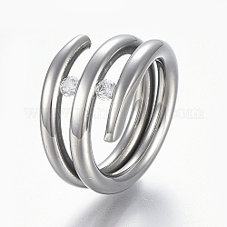 304 из нержавеющей стали кольца перста широкополосного, с кубического циркония, Размер 8, цвет нержавеющей стали, 18 мм