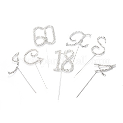 Legierungshaar Sticks, mit Strass-Kristall, Mischformen, Platin Farbe, 100~113x36~54x3 mm, Stift: 1.5 mm