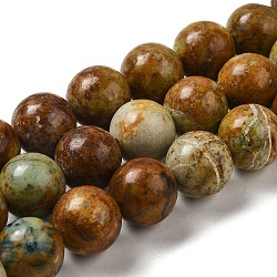 Brins de perles de chrysocolle jaune naturel, ronde, 12~12.5mm, Trou: 1.2mm, Environ 32 pcs/chapelet, 15.35'' (39 cm)