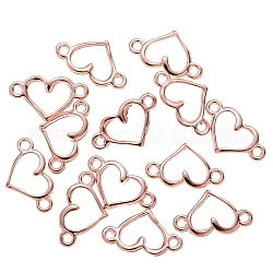 Alloy Hollow Connector Charms, Heart, Rose Gold, 8x14.5mm, Hole: 1mm