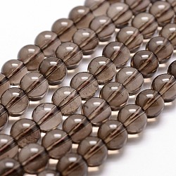 Chapelets de perle en quartz fumé naturel, ronde, 4mm, Trou: 1mm, Environ 96 pcs/chapelet, 14.9 pouce ~ 15.1 pouces